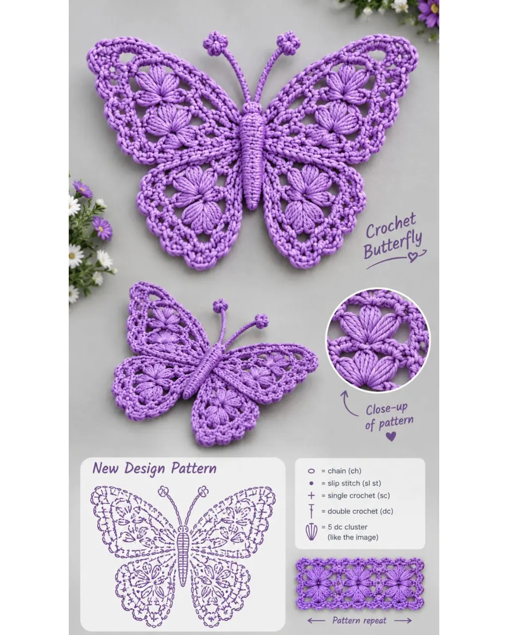 Lavender Butterfly Appliques in Two Sizes in lavender