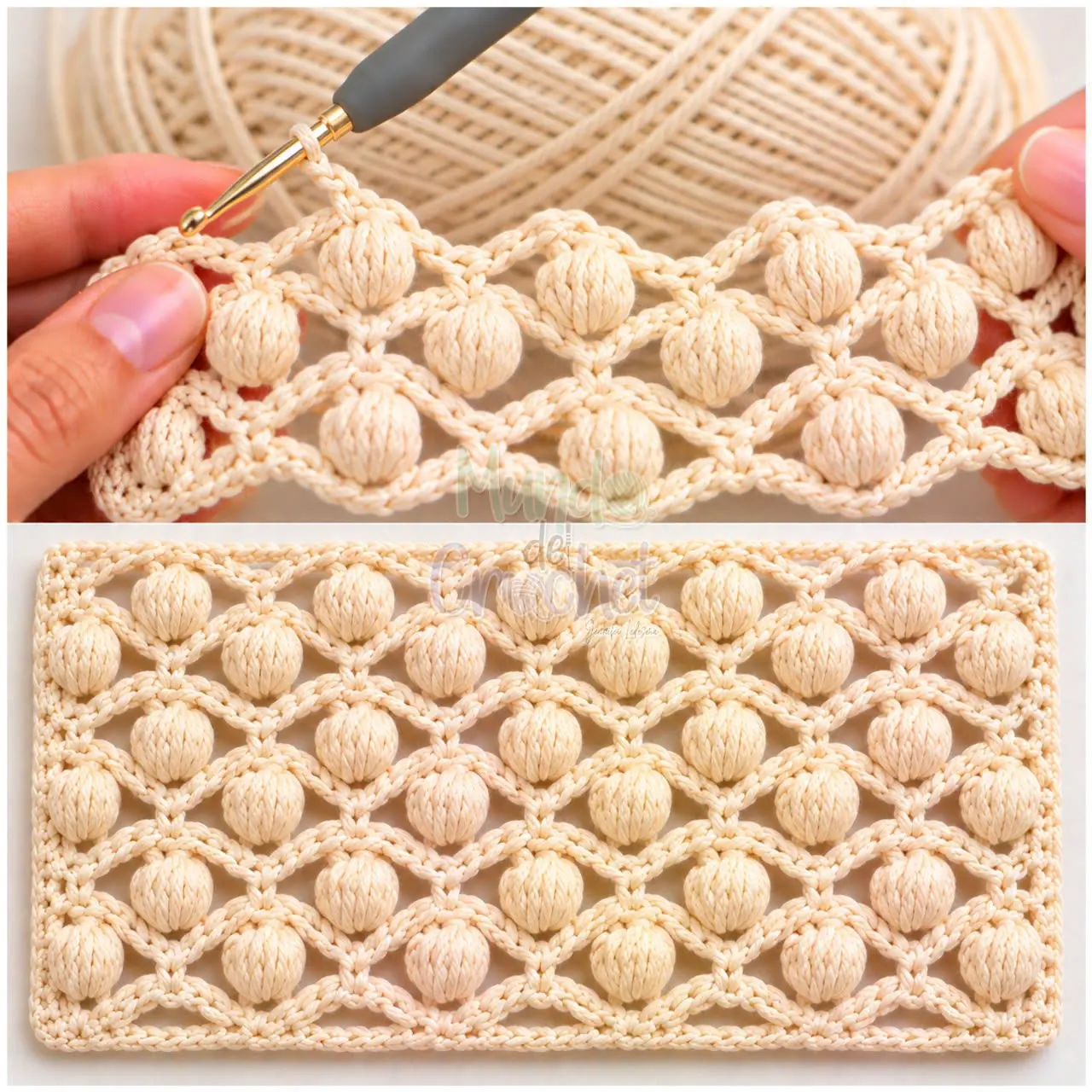 Cream Puff Mesh Sample in cream