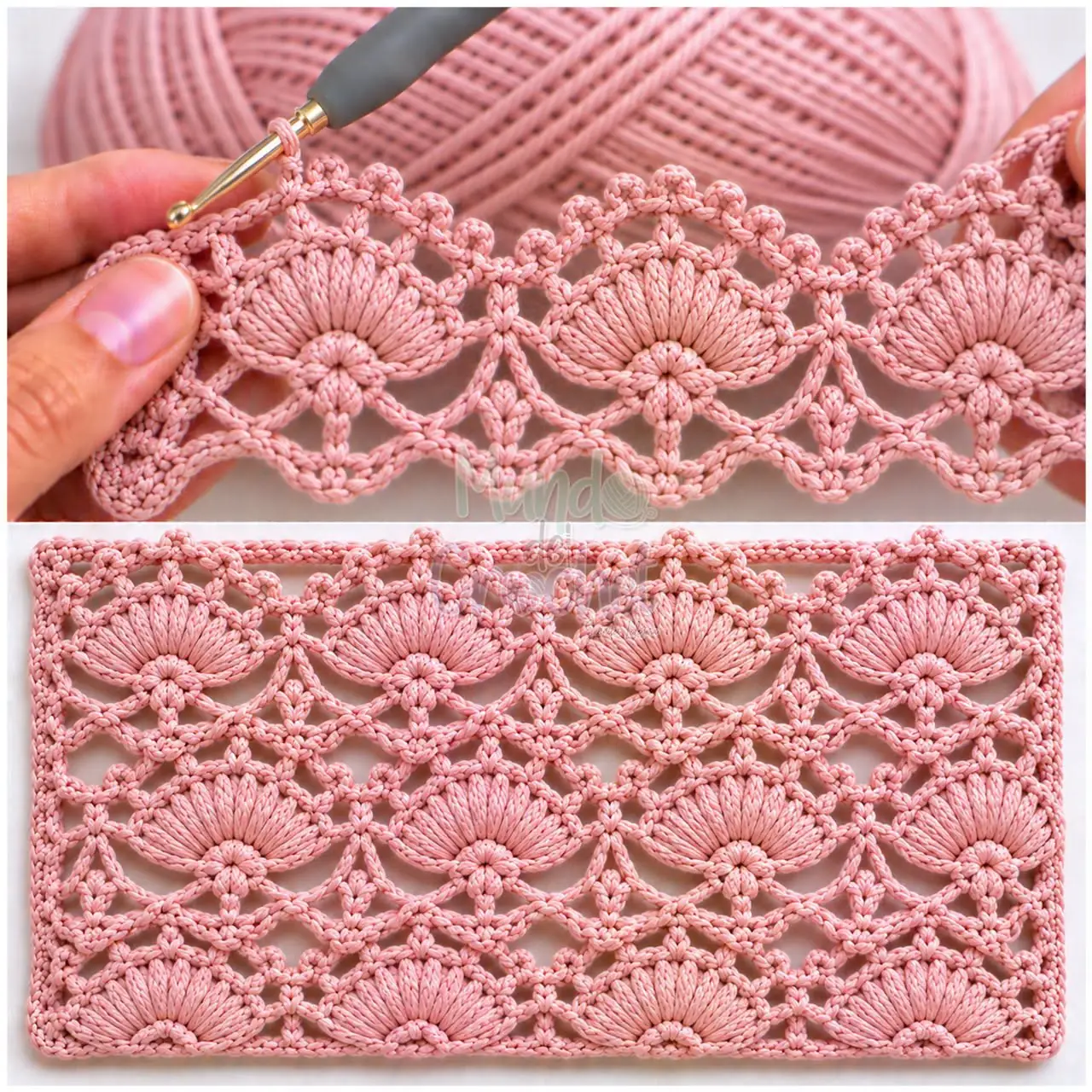 Pink Fan Lace Sample in pink