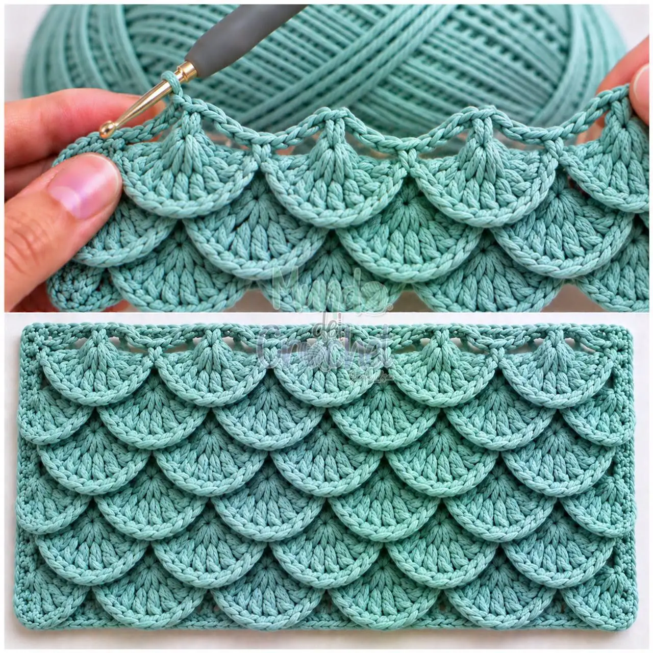 Teal Scale Overlay Stitch in teal