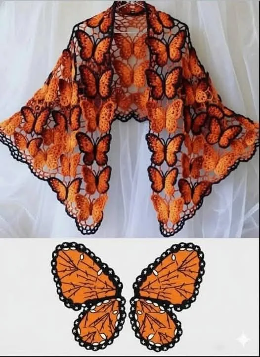 Orange Butterfly Motif Wrap in orange and black