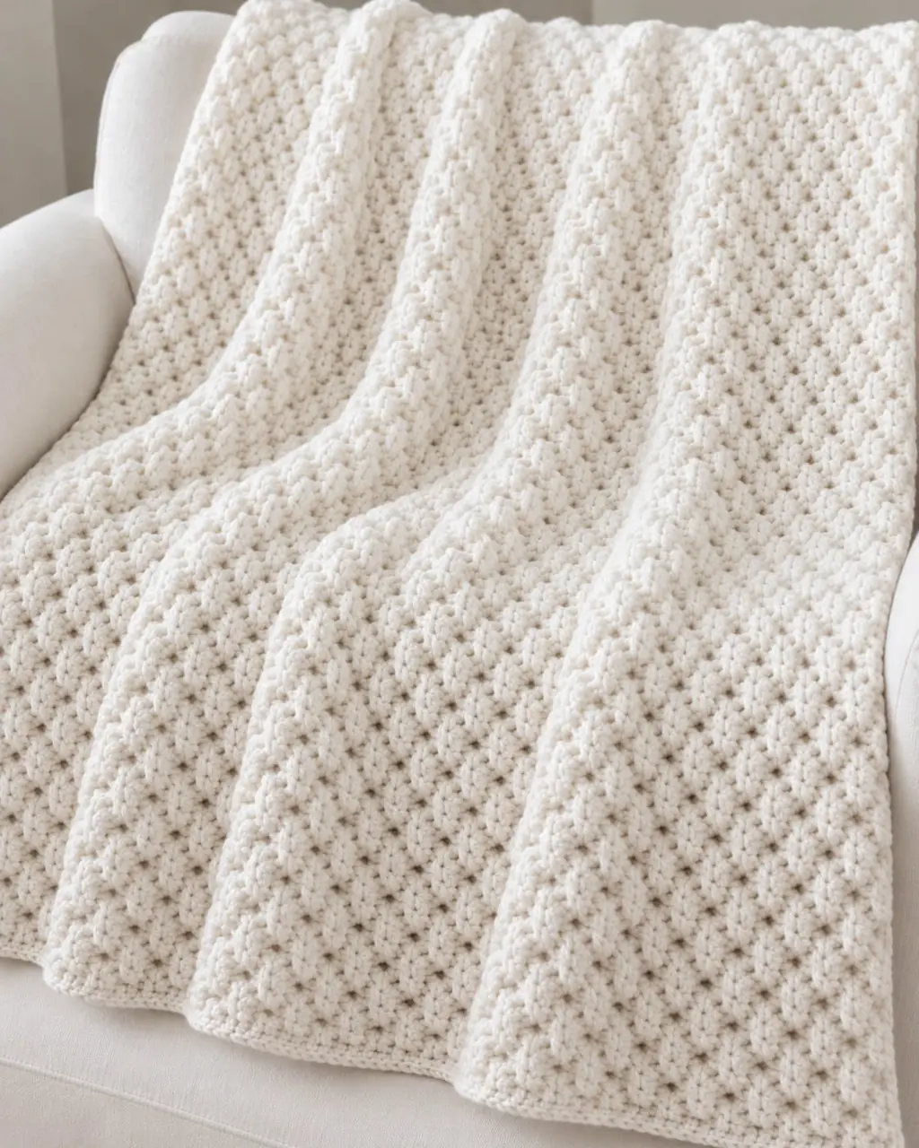 Ivory Pebble-Texture Throw in ivory