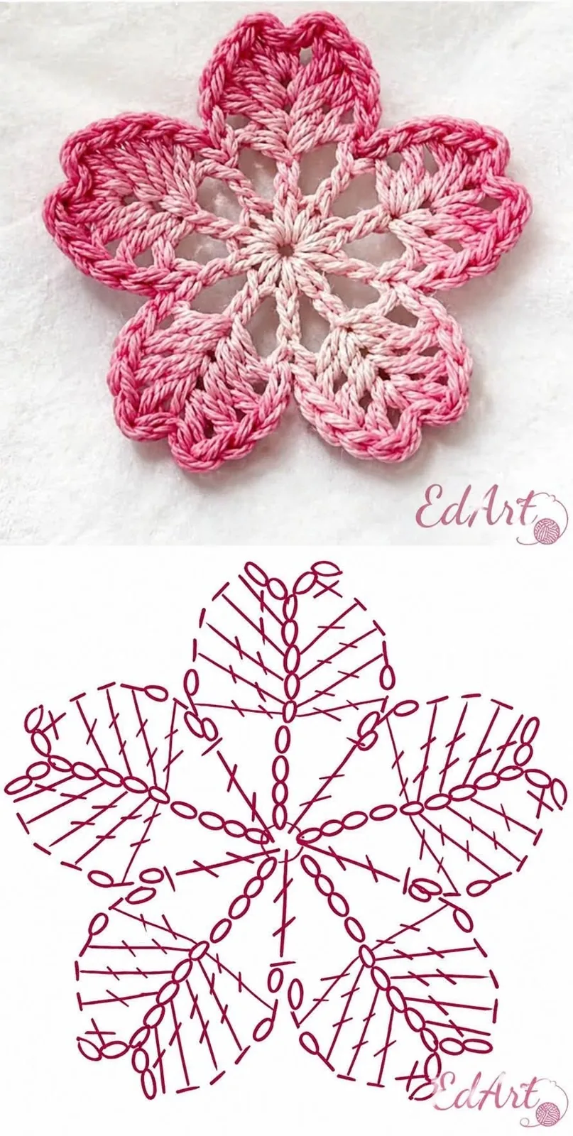 Pink Five-Petal Lace Flower in pink
