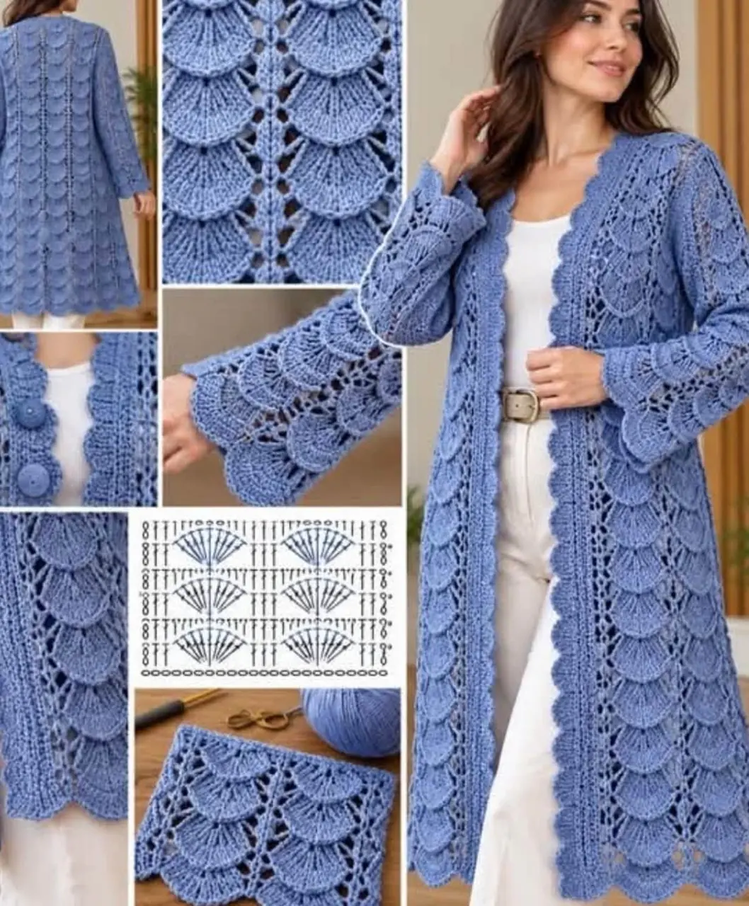Blue Scalloped Lace Duster in blue
