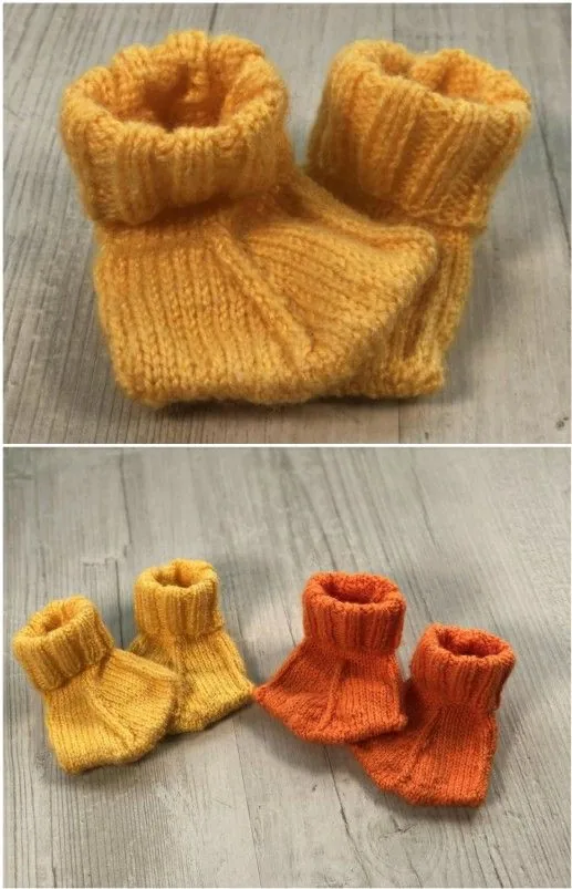 Mustard Booties — Crochet Adaptation in mustard and orange