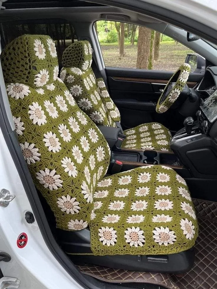 Sage Daisy Seat Display Panels in sage, ivory and gold