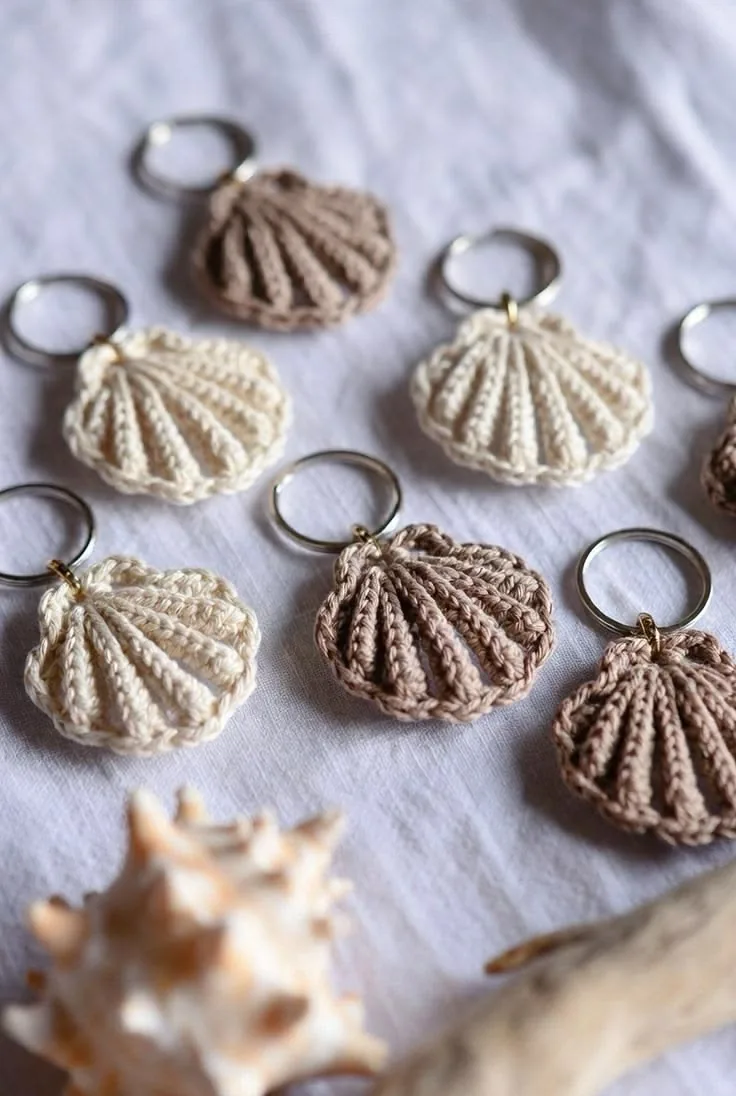 Seashell Keyring Collection in ivory, sand and taupe