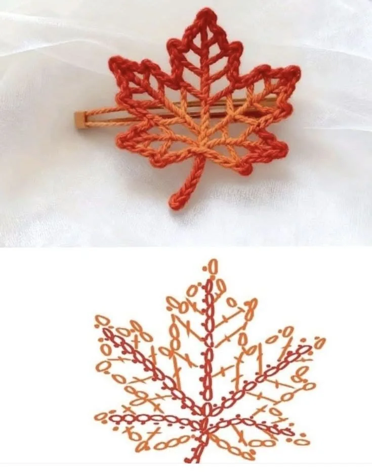 Open Maple Leaf Applique in rust