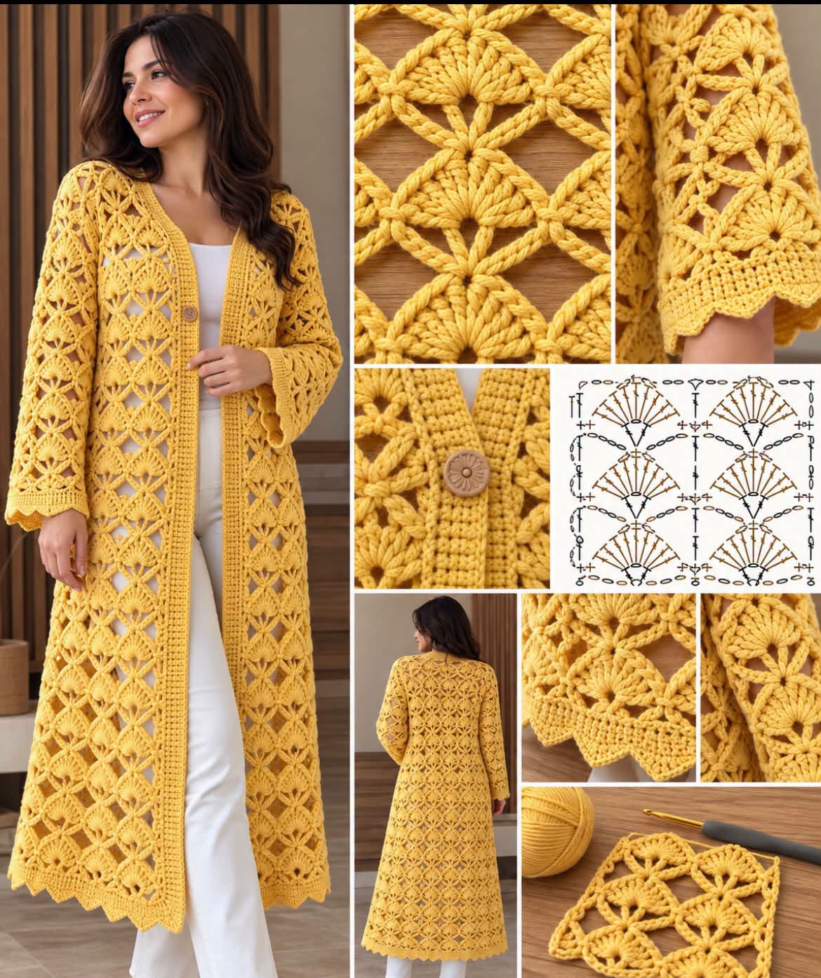 Golden Floral Lace Duster in golden yellow
