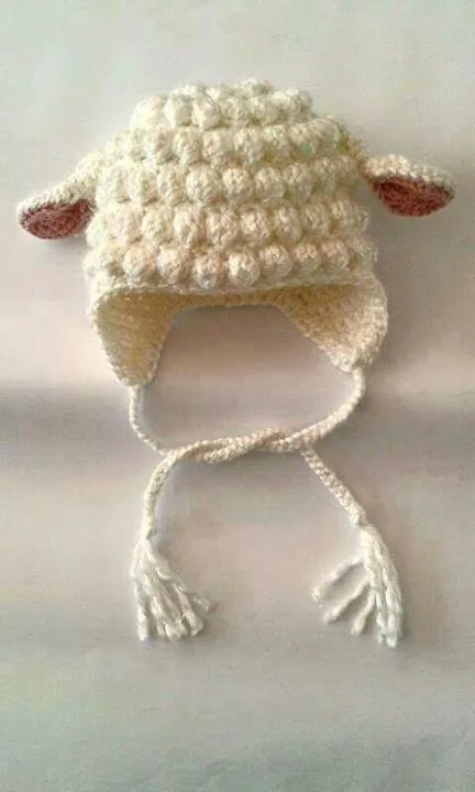 Lamb Ear Hat in cream and brown