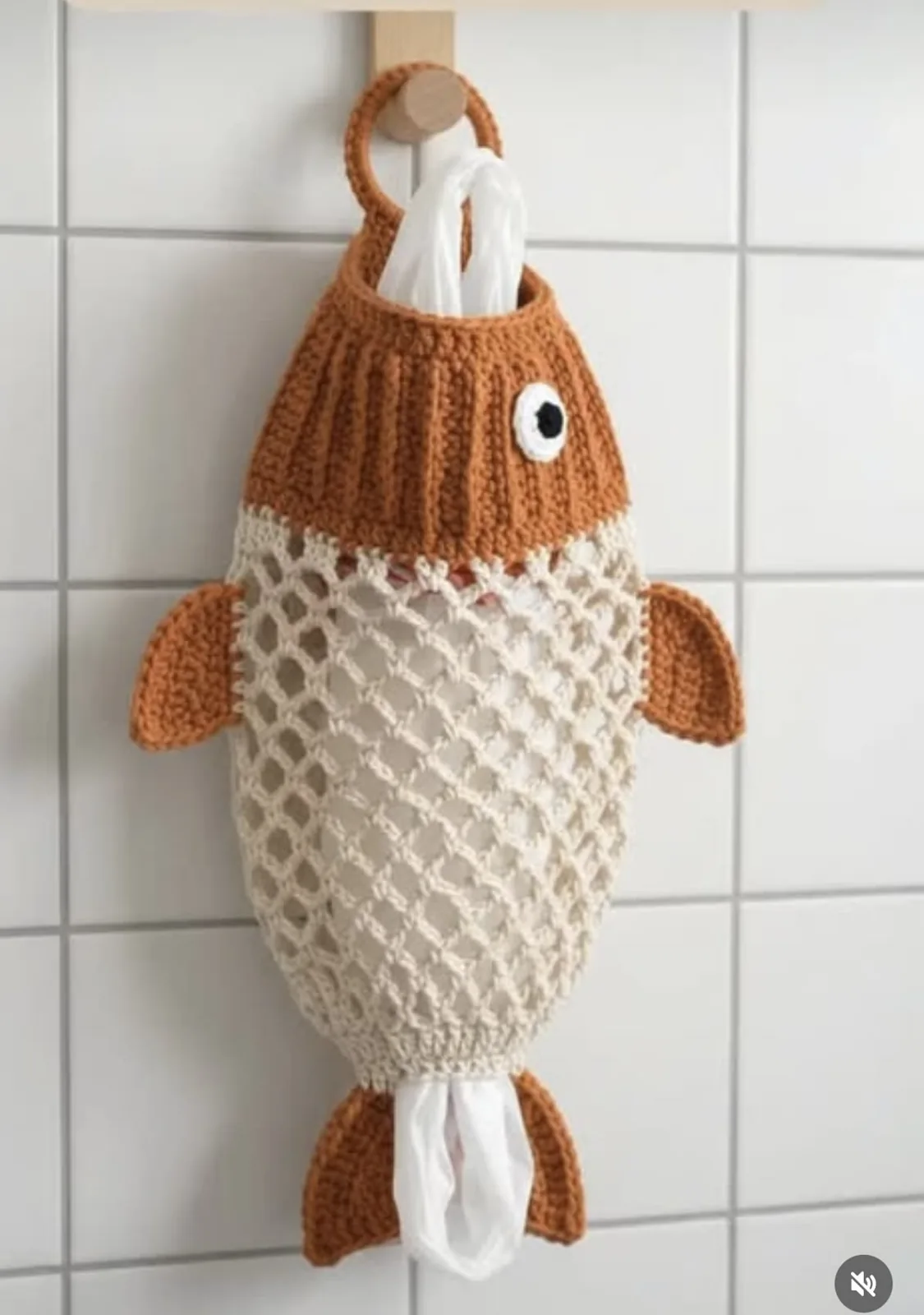 Fish-Shaped Bag Dispenser in cream and rust