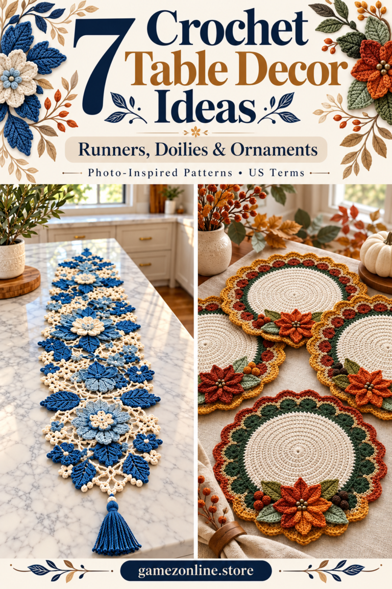 crochet table runner and doily