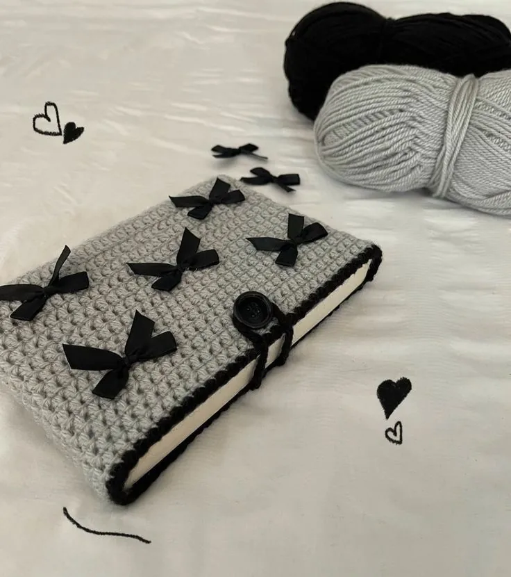 Gray Bow Pencil Pouch in gray and black