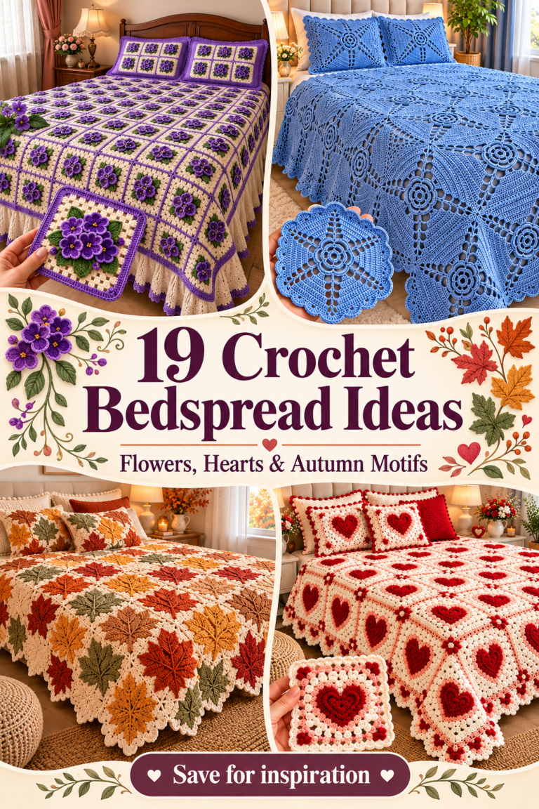 19 Crochet Bedspread Ideas: Flowers, Hearts and Fall